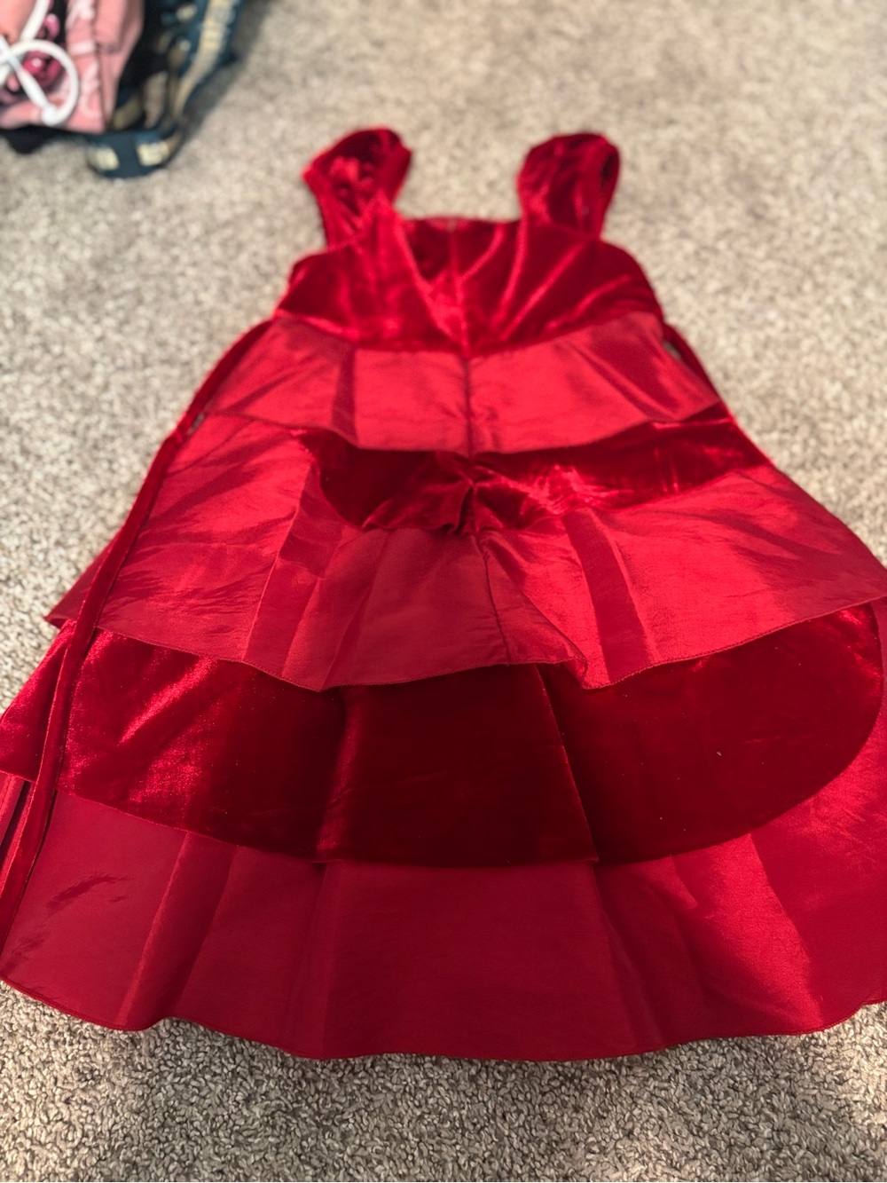 Isobella & Chloe Red Velvet Tiered Dress